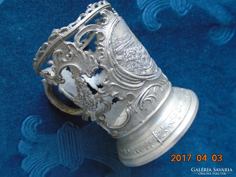 Before 1910 d.R.G.M.158585 Pewter cup holder with garland with German imperial mark