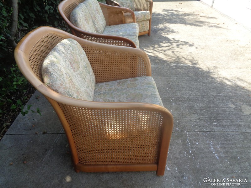 Knoll sofa set, sofa, two armchairs, reeded