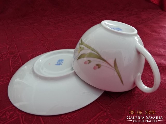 Alföldi 6-person porcelain tea cup + saucer, lily pattern. He has!