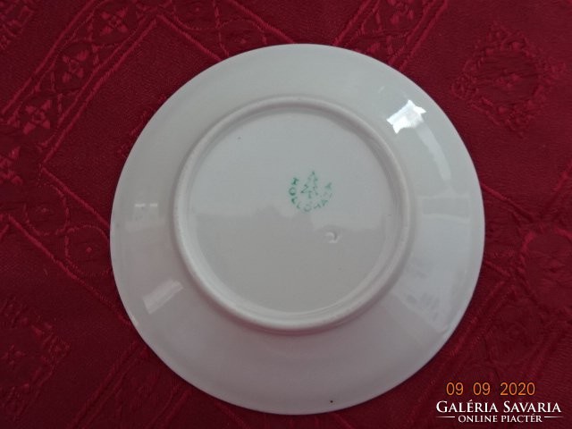 Hollóháza porcelain coffee cup coaster with green border, diameter 11 cm. He has!