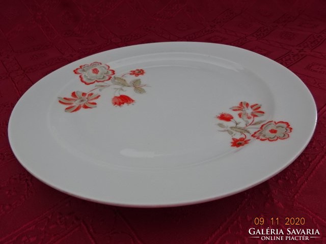 Zsolnay porcelain, antique flat plate, with red flowers. He has!