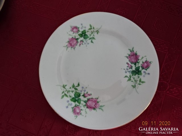 Bolgár porcelán, rózsa mintás süteményes tányér, átmérője 19,5 cm. Vanneki!