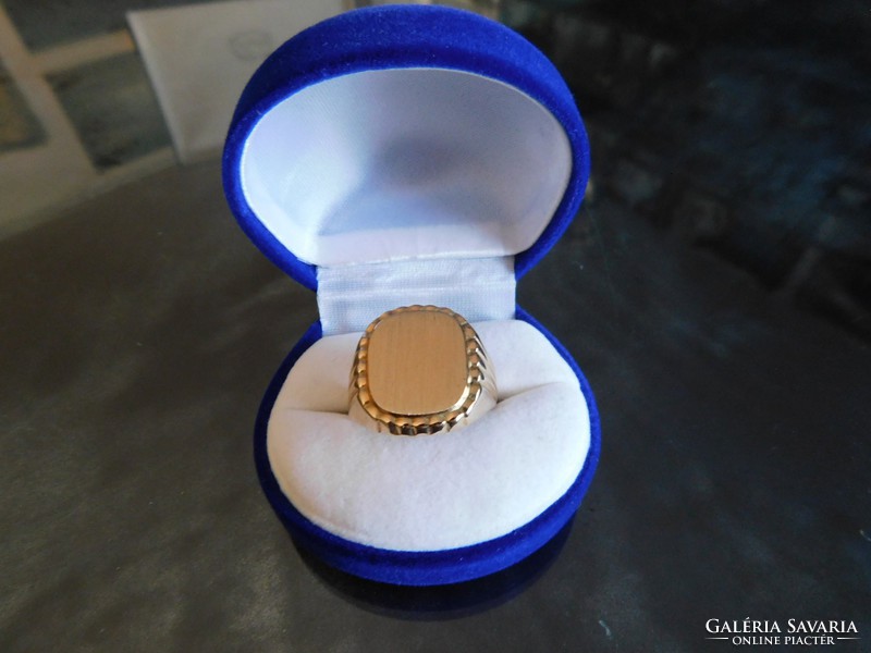 Gold 14k men's seal ring with 8 gr 20mm diameter