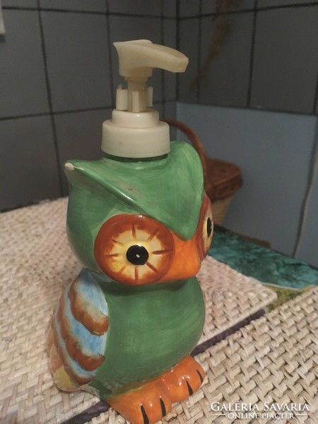 Porcelain owl soap dispenser