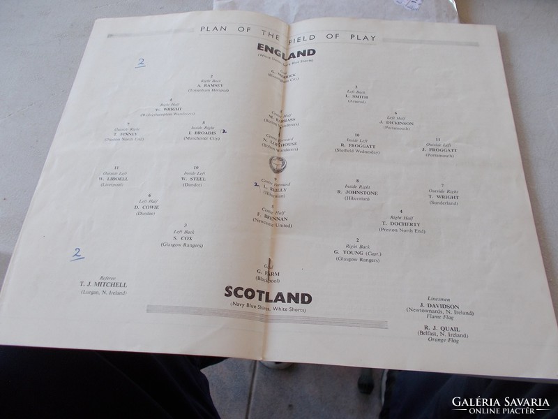 England-Scotland 1953,Foci Programfüzet