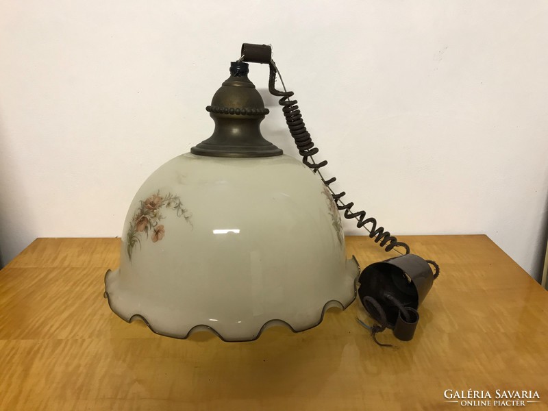 Jugendstil szecessziós nagyméretű üveg búrás lámpa csillár