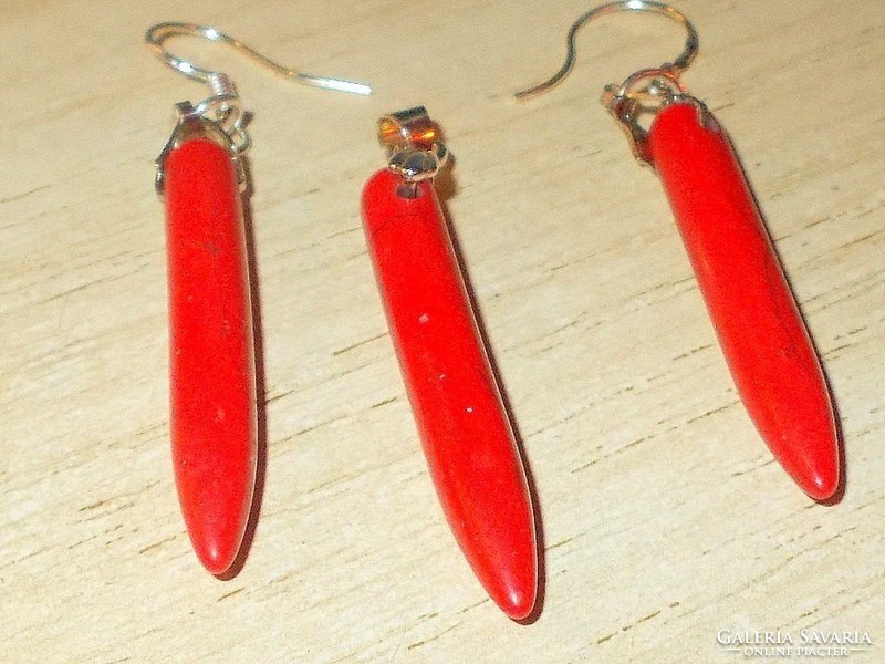 Coral mineral spike jewelry set