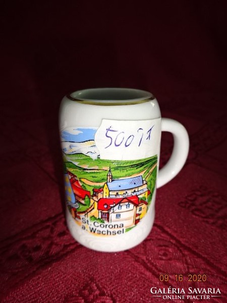 German porcelain mini jug. St. Corona a. Wechsel - memory. Its height is 5.5 cm. He has!