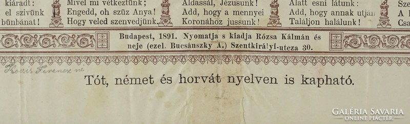 0Z264 Monarchia korabeli antik házi áldás 1891