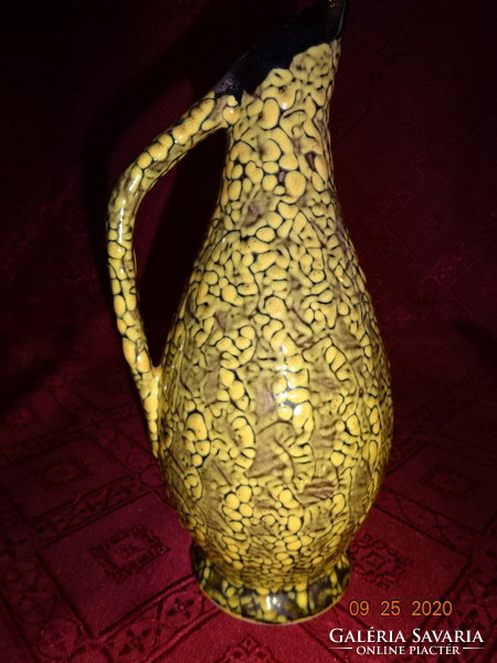 Glazed ceramic jug, greenish yellow pattern, height 20 cm. He has!