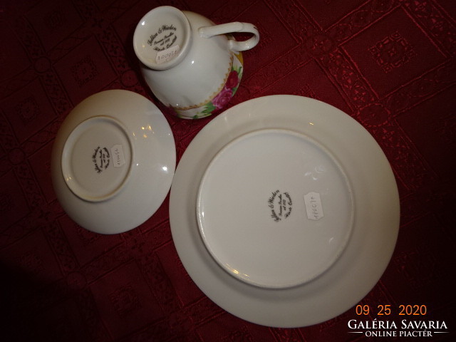 Seltmann & Weiden minőségi német porcelán, rózsa mintás  reggeliző szett. 3 db-os