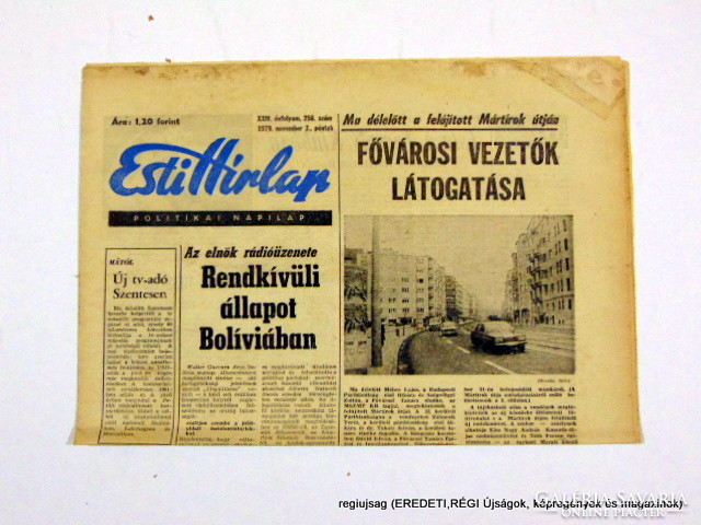 1979 november 2  /  Esti Hírlap  /  E R E D E T I, R É G I Újságok Ssz.:  12636