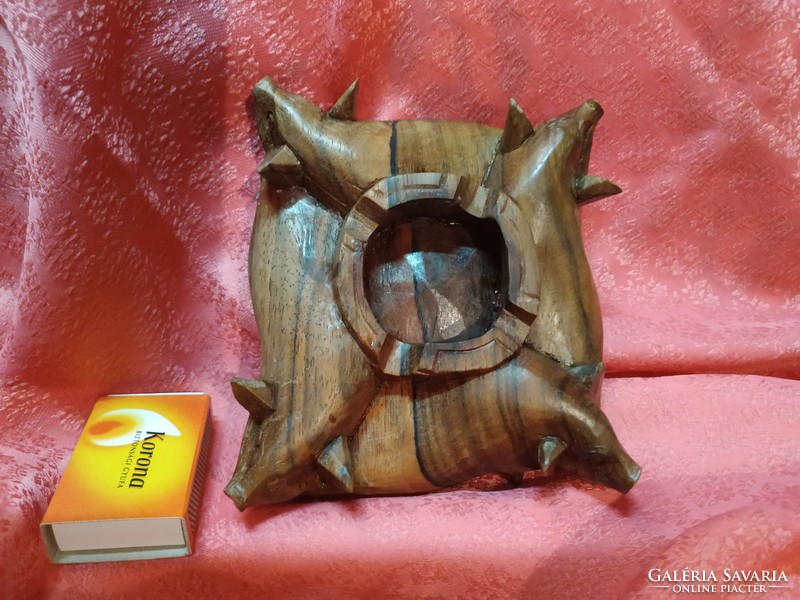 Interesting 4 piggy wooden ashtray
