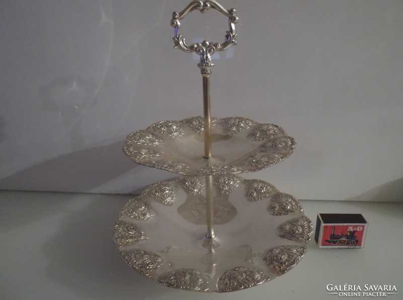 Seller - silver-plated - raised rose pattern - German - 28 x 22.5 cm - beautiful - flawless