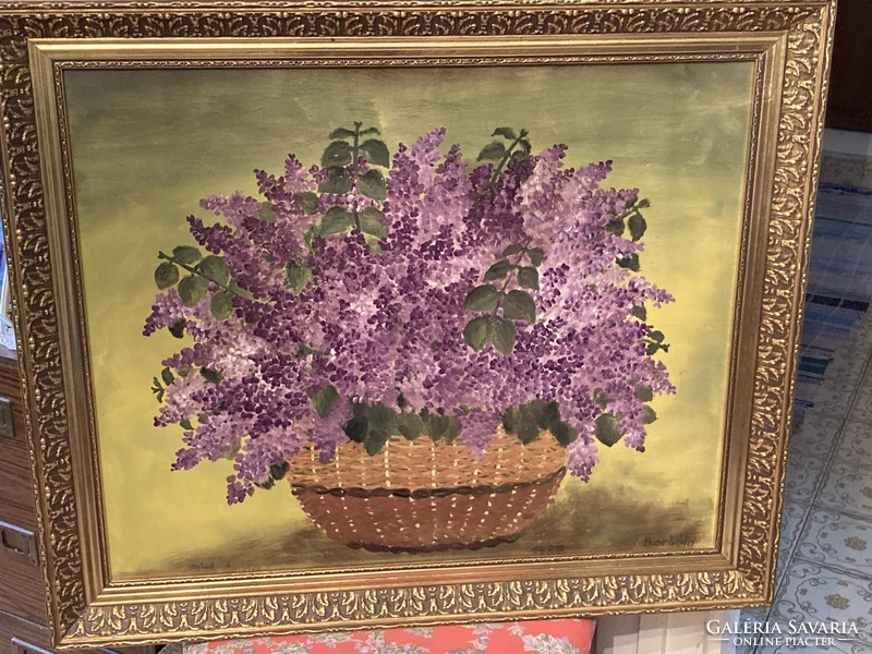 A basket of lilacs.