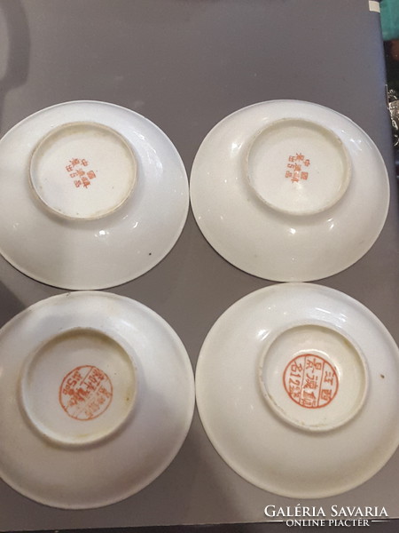 Régi porcelán kistányérok, kínai, 10 cm átmérőjűek, 4 db.
