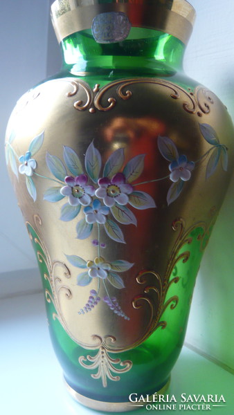 Rare, beautiful, Bohemian green marked vase, 27 cm