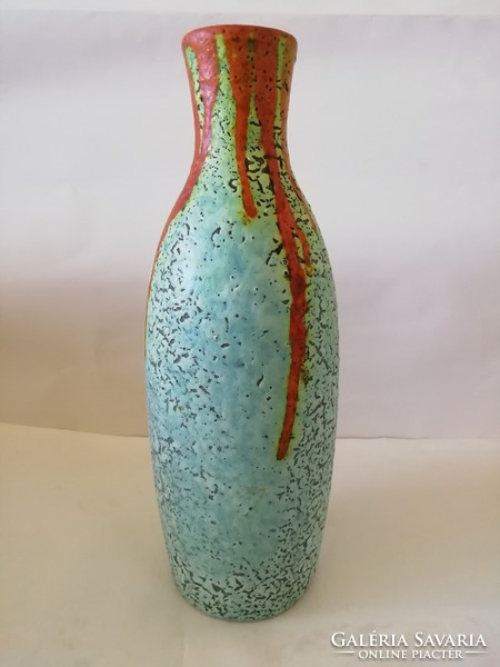 Imre Karda - turquoise vase with dripping decor, flawless, 32 cm