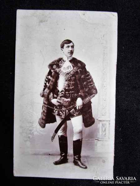Approx. 1898 Photo of a distinguished man complete Hungarian costume Hungarian costume sword Czerey Miksa named