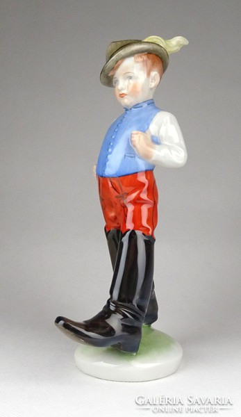 1C030 Régi Herendi hétmérföldes csizmás fiú porcelán figura 21cm