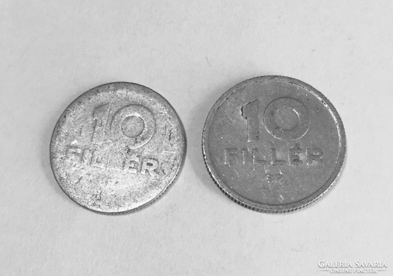 2 db 10 Fillér pénzérme pénz érme 1951 és 1974