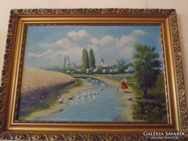 András Mikola Nagypeleske, 1884 - 1970, Nagybánya the painting is 100% restored