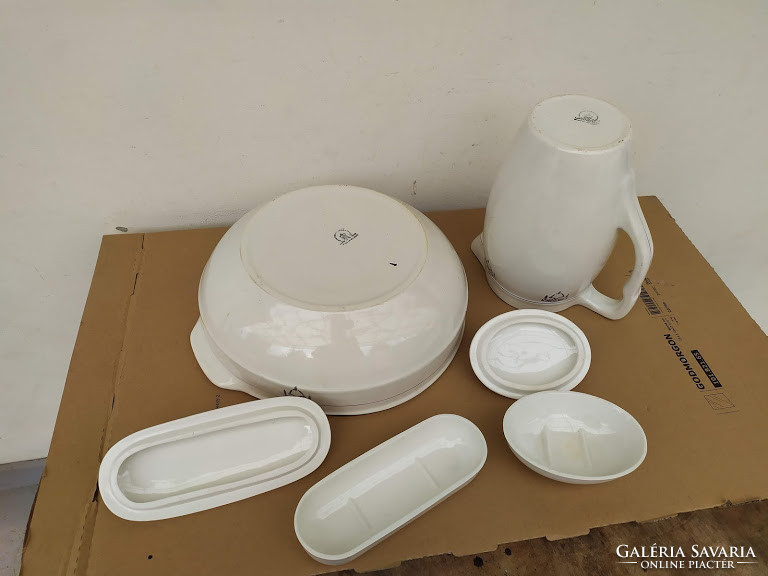 Antique porcelain bathroom sink set with laver jug of soap and toothbrush holder