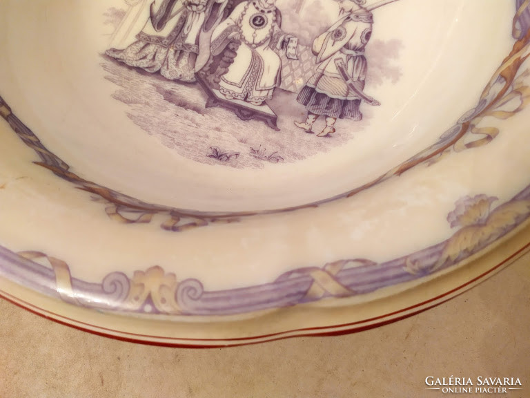Antik kínai jelenetes porcelán mosdó tál