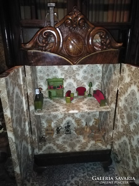 Antique dollhouse cabinet, small cabinet furniture not included