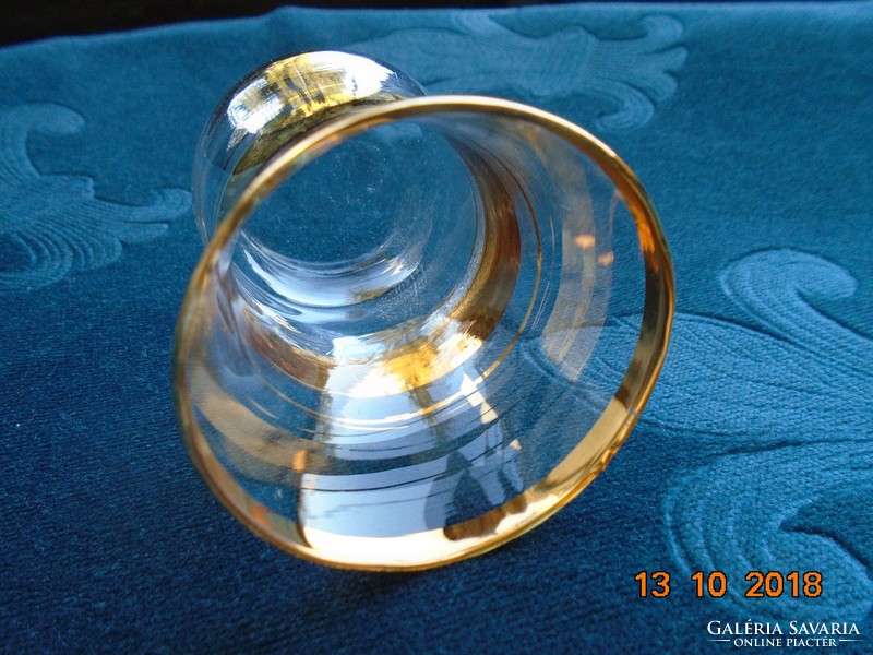 Small glass or vase with thick gold stripes marked