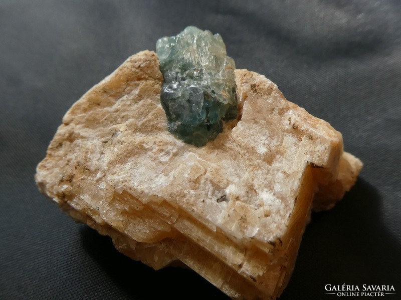 Natural raw fluorapatite mineral calcite on bedrock. 46 Grams.
