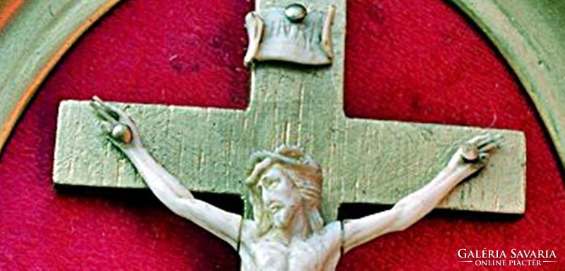 9. Antique, ivory Jesus Christ (7.5Cm), cross, corpus, crucifix, 16cm frame!