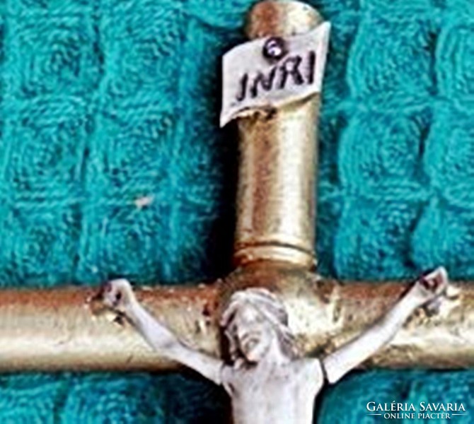 IB. 6. Antik CSONT Jézus Krisztus 6cm, 22cm-es talpas feszület, korpusz, kereszt.1780.