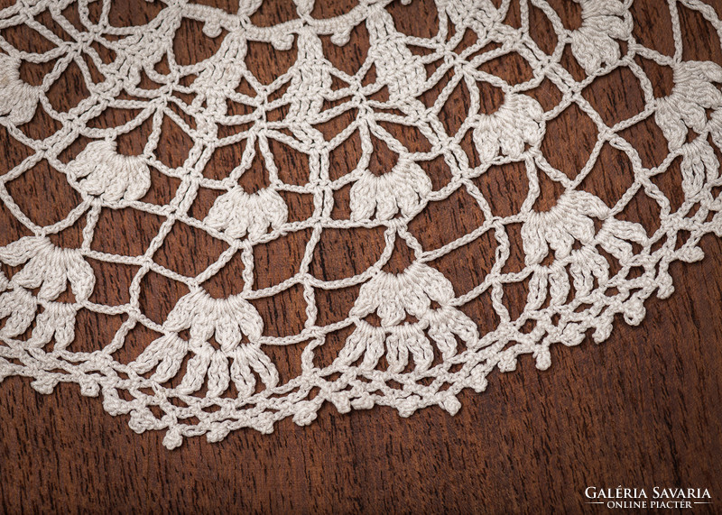 Hand crocheted lace tablecloth