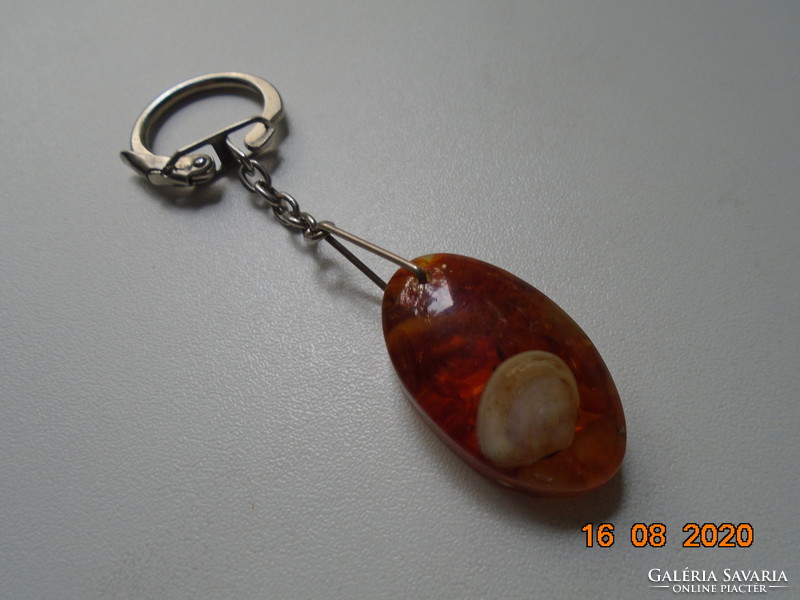 Keychain with amber pendant