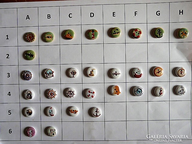 15 Mm wooden buttons, buttons from the collection for scrapbooking, clothes, bags nautical, shipping