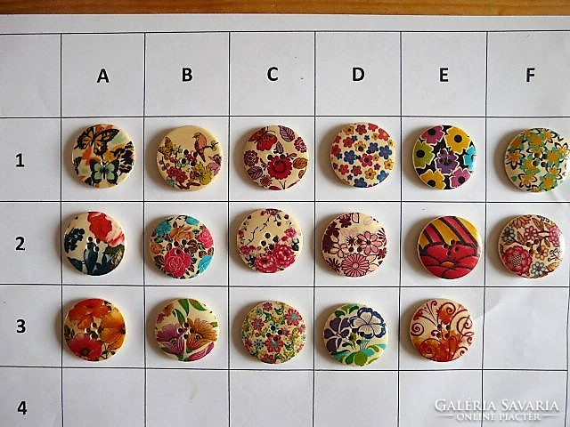 30mm wooden button, flower button for scrapbooking, clothes, bags
