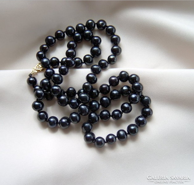 South sea black pearl string set with earrings,