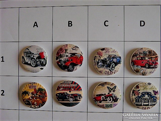 30 mm wooden buttons, buttons from a collection for scrapbooking, clothes, bags, oldtimers