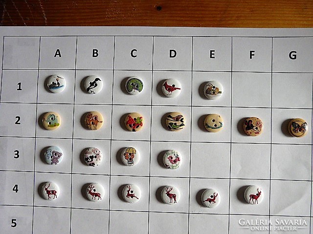 15 Mm wooden button, buttons from collection for scrapbooking, clothes, bags deer, bear, birds, wild animals