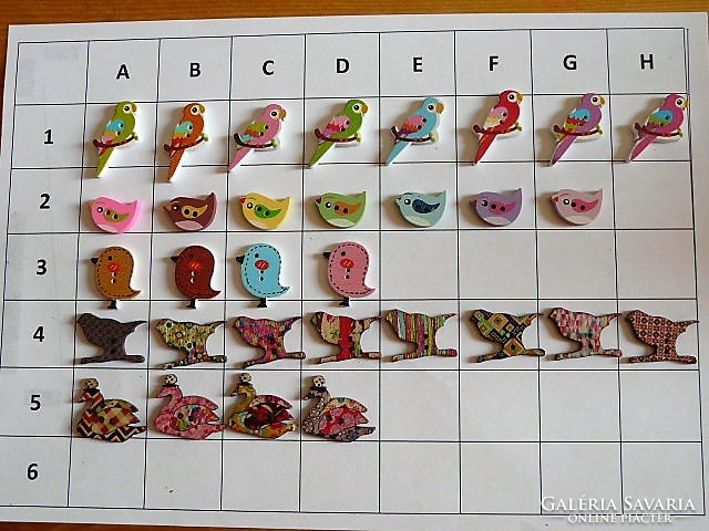 Bird, pigeon, parrot button, wood button collection for clothes, bags, scrapbooking