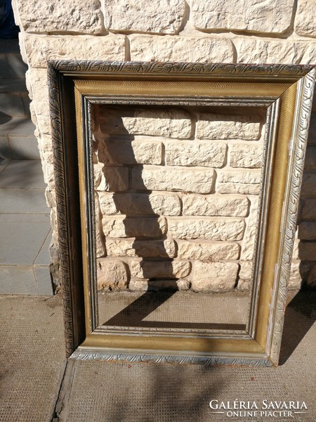 Wide silver colored antique wooden frame! Mirror painting, decoration for the purpose of decoration!