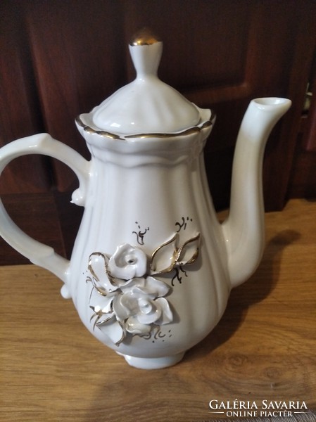 Barokk rátét virágos teás kanna  régi jelzett