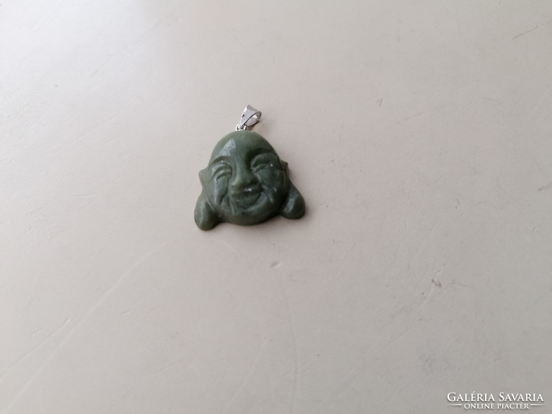 Jade Buddha fej ezüst szerelékkel 925 