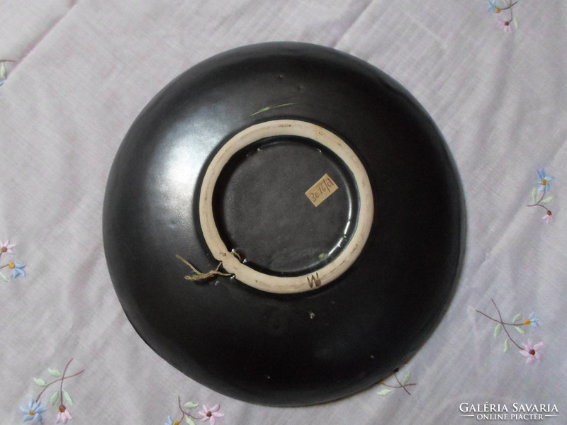 Craftsman ceramic wall bowl, decorative bowl - bodyguard cross (retro black bowl, wall decoration)