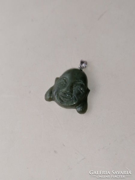 Jade Buddha fej ezüst szerelékkel 925 