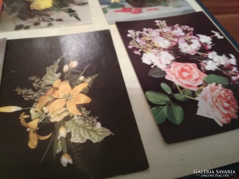 12 postcards with a flower pattern and clear postal mail in one