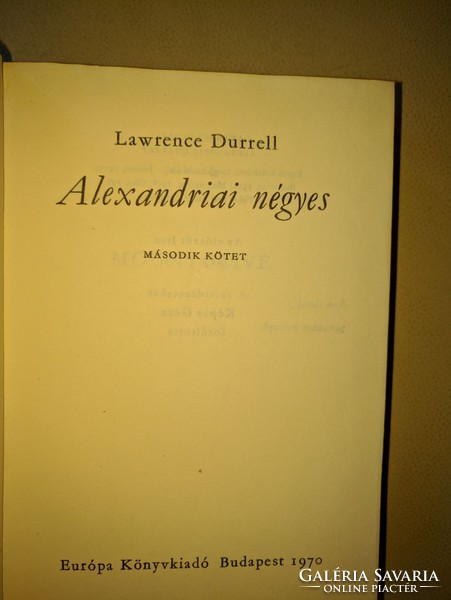 Lawrence Durrell: Alexandriai ​négyes 2. kötet 1970
