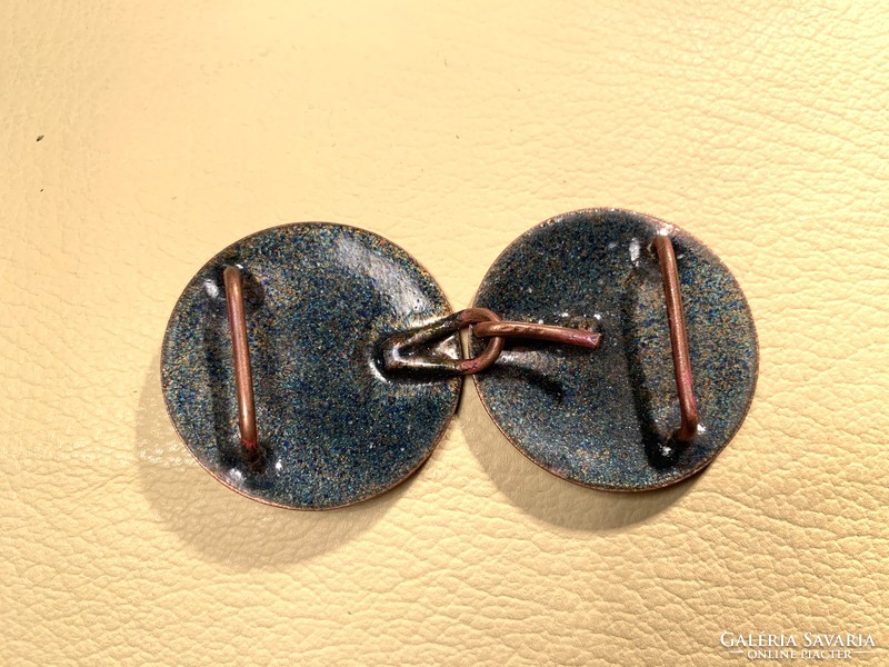 Vintage artisan bronze belt buckle 80s fashion! Colored fire enamel belt buckle, old belt buckle
