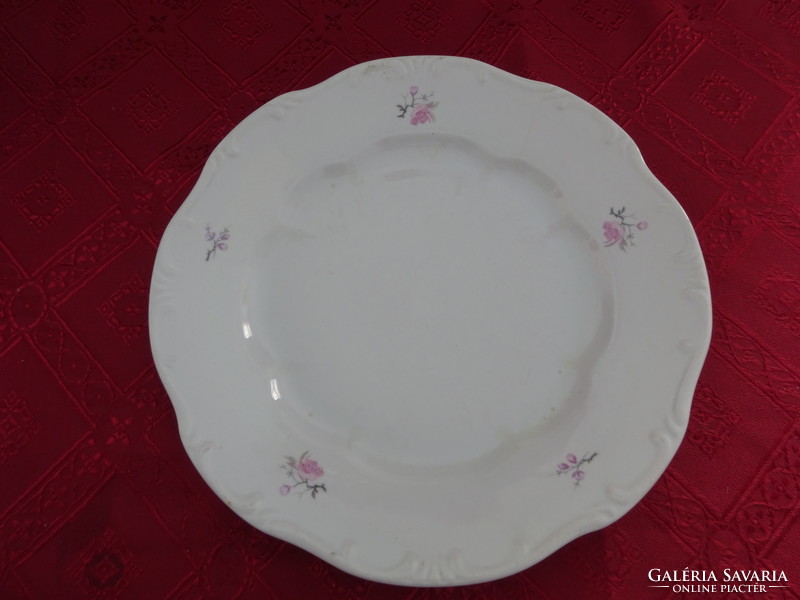 Zsolnay porcelain, antique, plate with shield seal, with pink flower. He has!